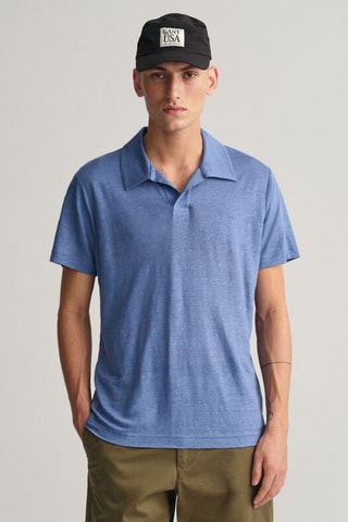 Polo regular en lin - Bleu