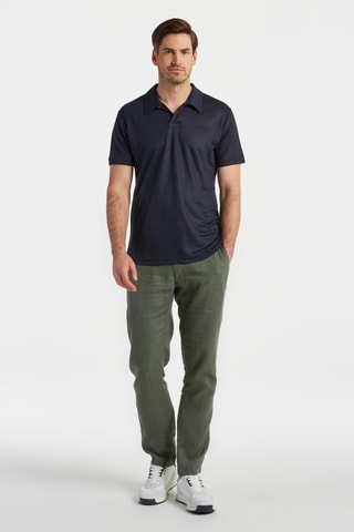 Polo regular en lin - Bleu marine