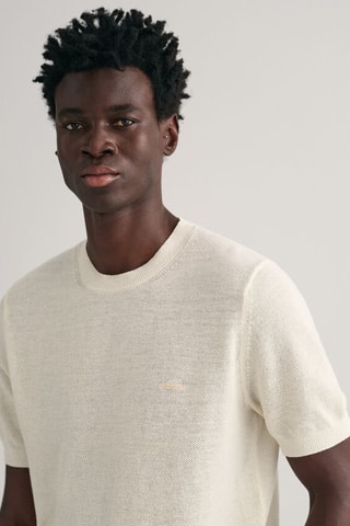 T-shirt regular en lin - Crème