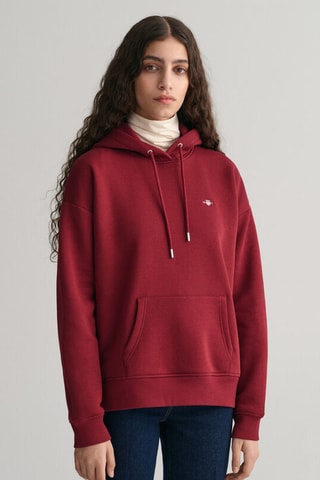 Sweat relaxed à capuche - Rouge bordeaux