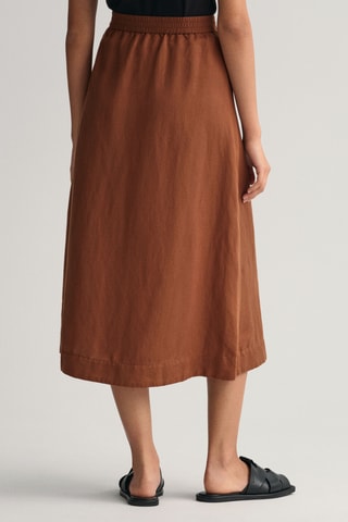 Jupe portefeuille midi en lin - Marron