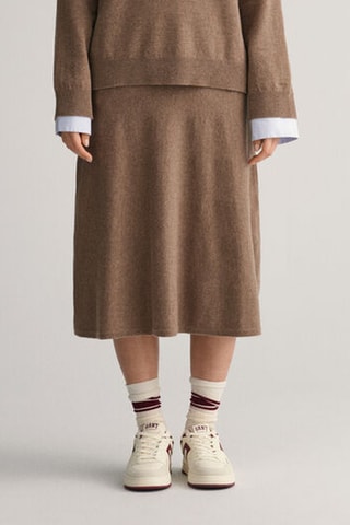 Jupe midi en laine - Marron