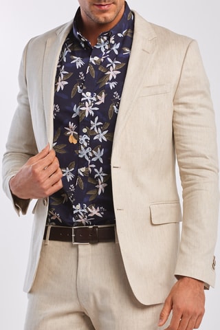 Veste de costume slim en lin - Beige
