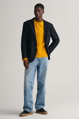 Blazer slim en laine - Bleu marine