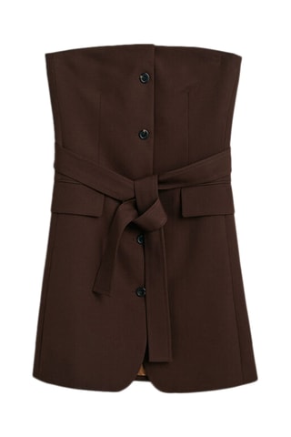 Robe regular en laine sans manches - Marron