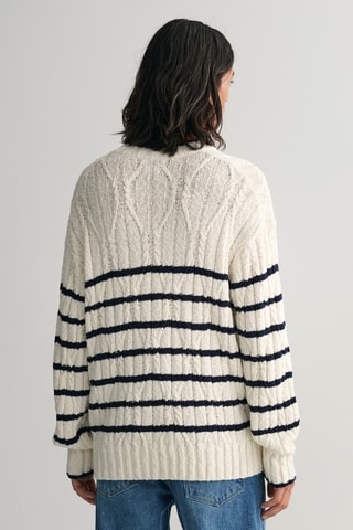 Pull en lin - Blanc et bleu nuit