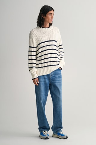 Pull en lin - Blanc et bleu nuit