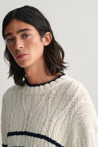 Pull en lin - Blanc et bleu nuit