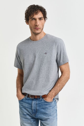 T-shirt - Gris chiné et rouge