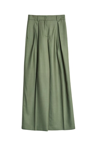 Pantalon en laine taille haute - Vert