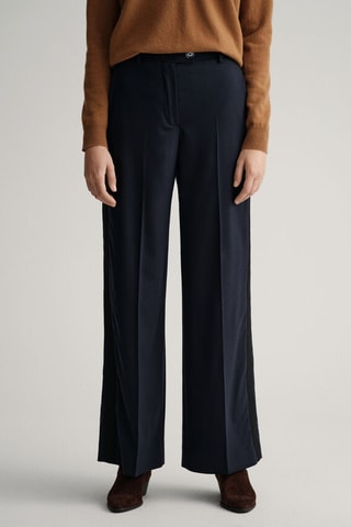 Pantalon en laine taille haute - Bleu marine