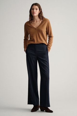 Pantalon en laine taille haute - Bleu marine