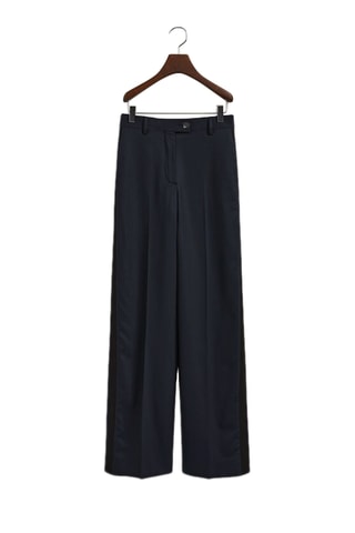 Pantalon en laine taille haute - Bleu marine