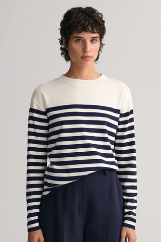 T-shirt relaxed - Écru et bleu marine