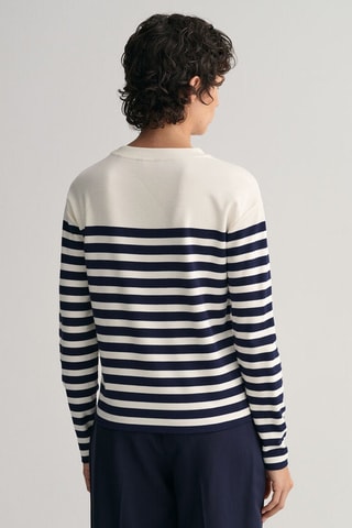 T-shirt relaxed - Écru et bleu marine