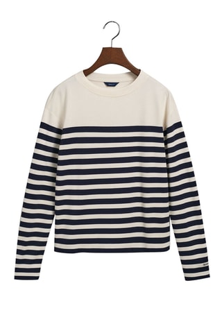 T-shirt relaxed - Écru et bleu marine