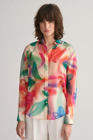 Chemisier en soie - Orange et vert émeraude