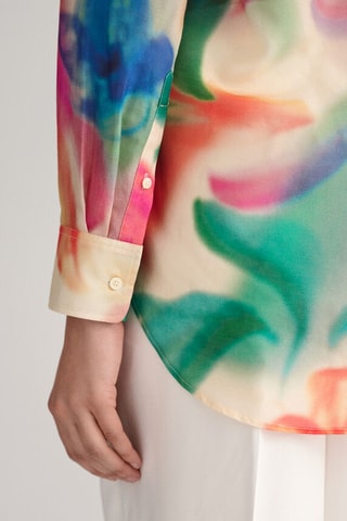 Chemisier en soie - Orange et vert émeraude