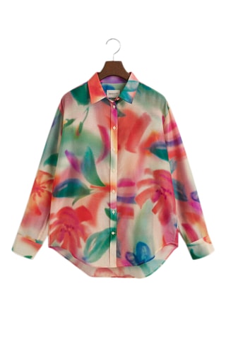 Chemisier en soie - Orange et vert émeraude