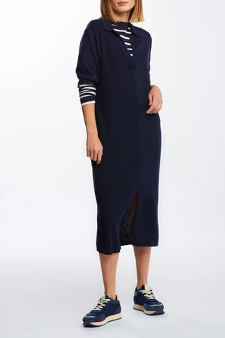 Robe pull en lin et soie - Bleu marine