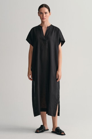 Robe midi en lin - Noir