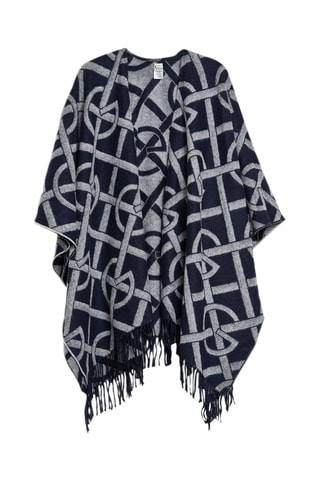 Poncho en laine - Bleu nuit