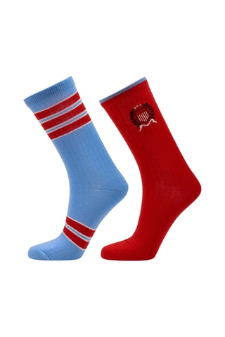 2 paires de chaussettes - Rouge et ciel