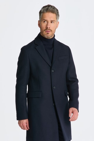 Wollen en Kasjmier Jas - Marineblauw