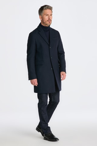 Wollen en Kasjmier Jas - Marineblauw