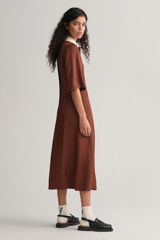Robe midi - Marron et bleu marine