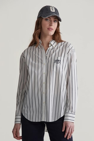 Chemisier en coton biologique - Blanc et bleu marine