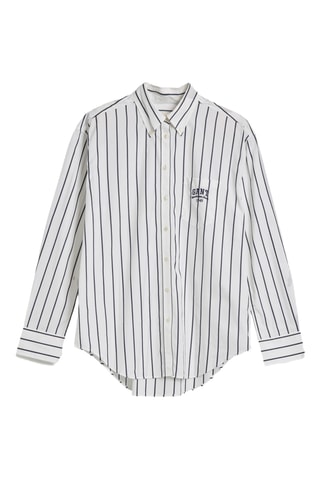 Chemisier en coton biologique - Blanc et bleu marine