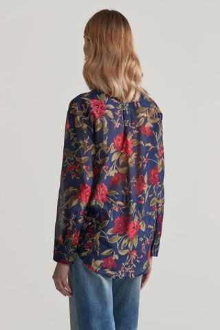 Chemisier en soie - Bleu marine et rouge