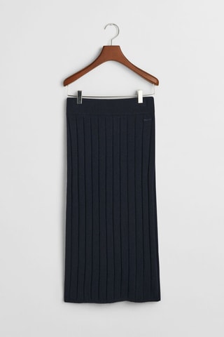 Jupe midi en laine d’agneau - Bleu marine