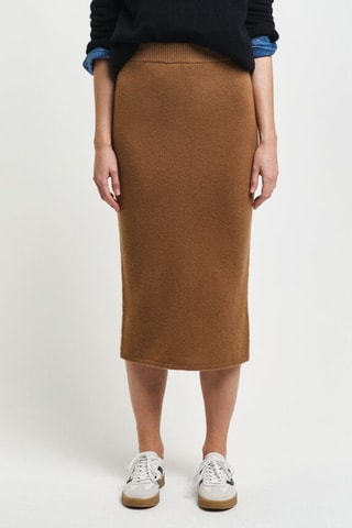 Jupe midi en laine et cachemire - Marron