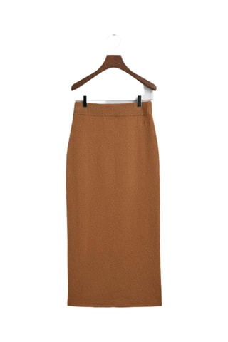 Jupe midi en laine et cachemire - Marron