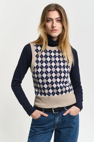 Pull sans manches en laine d’agneau - Beige