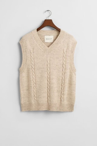 Gilet sans manches en laine d’agneau et lin - Beige chiné