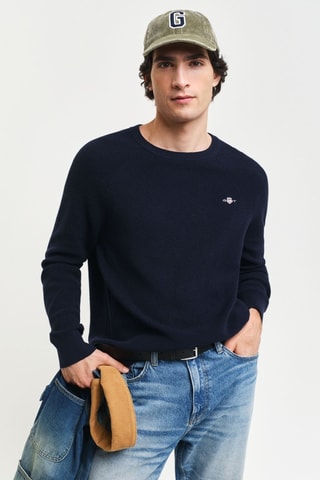 Pull en mérinos - Bleu marine