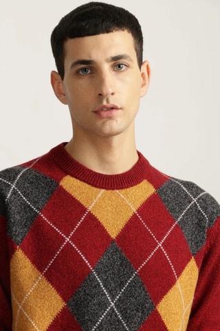 Pull en laine - Rouge et jaune