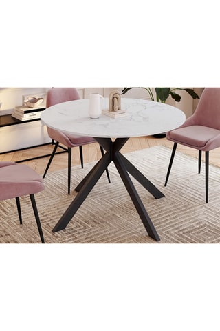 Tavolo da pranzo rotondo allungabile Soline effetto marmo bianco e nero Ø110-150cm