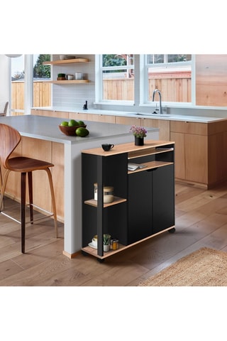 Carrello da cucina - Nero ed effetto legno