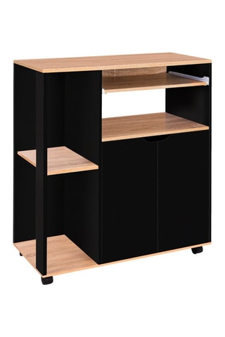 Carrello da cucina - Nero ed effetto legno