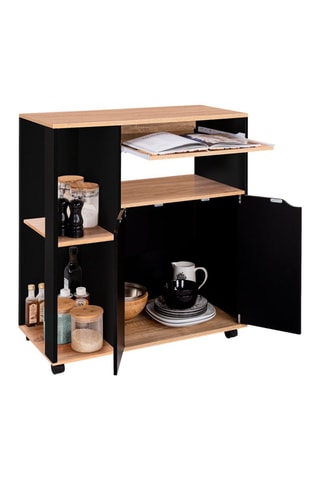 Carrello da cucina - Nero ed effetto legno