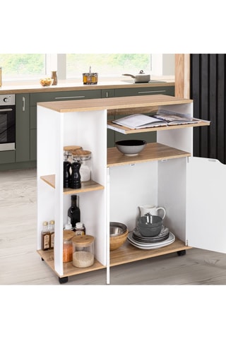 Carrello da cucina - Bianco ed effetto legno