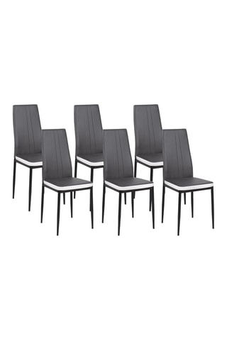 Sedie Jodie effetto pelle grigio e bianco e piedi metallo - Set x 6