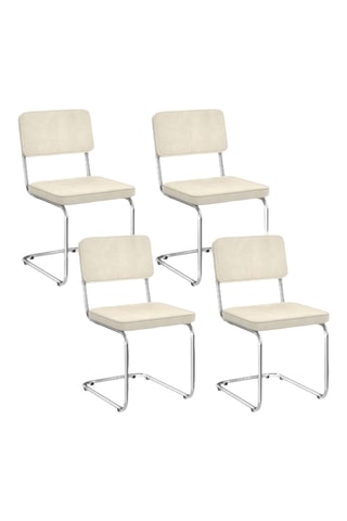 Sedie Naya in velluto panna e piedi in metallo cantilever - Set x 4