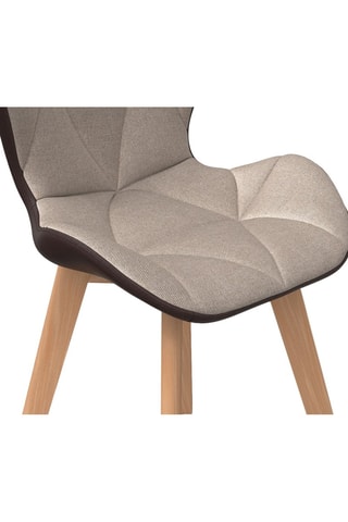 Sedie Gladys in tessuto taupe e piedi in legno - Set x 2