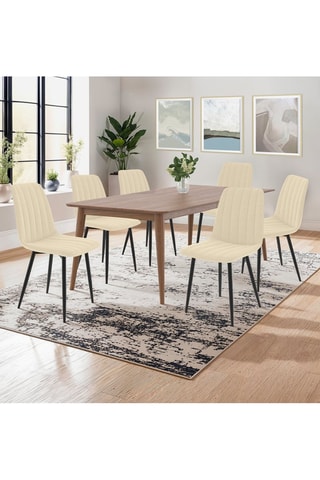 Sedie Fiona in velluto beige e piedi metallo nero - Set x 6