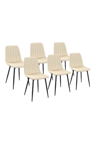 Sedie Fiona in velluto beige e piedi metallo nero - Set x 6